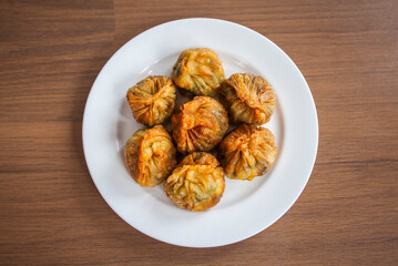 Jiaozi or Kuo Tie are traditional Chinese dumplings commonly eaten in China and other parts of East Asia. This one come from street vendor in Bandung, Indonesia.