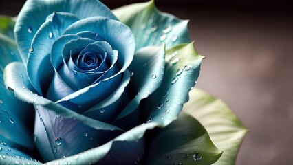 close up of a  multi color rose,blue yellow rose, in soft light background,Generative AI
