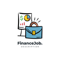Financial presentastion logo icon doodle hand drawn. Fiinance trading job minimal drawing illustration.