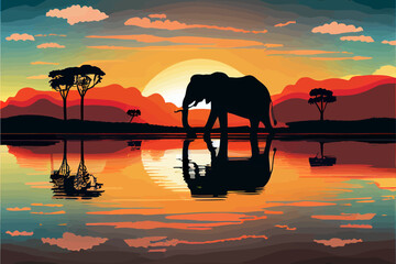 Naklejka na ściany i meble Africa background Abstract landscape illustration vector graphic