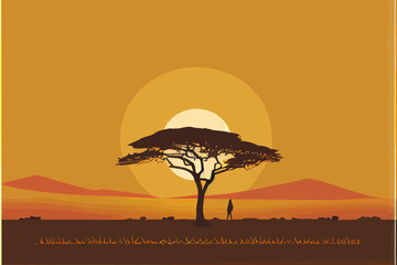 Africa background Abstract landscape illustration vector graphic