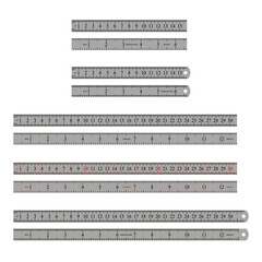 stainless steel iron ruler isolated on white background.