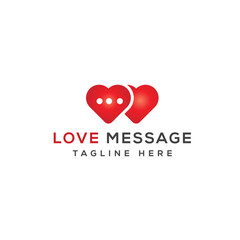 two heart shape logo with love message design