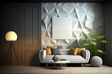 Elevated Look of Modern Home Interior with 3D Wall Mock-up