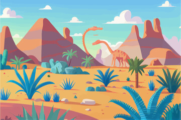 Dinosaur background Abstract landscape illustration vector graphic
