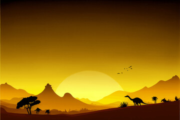 Fototapeta na wymiar Dinosaur background Abstract landscape illustration vector graphic