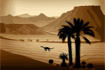 Dinosaur background Abstract landscape illustration vector graphic