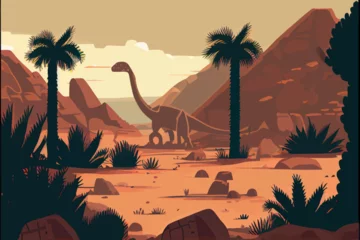 Zelfklevend Fotobehang Dinosaur background Abstract landscape illustration vector graphic © ArtMart