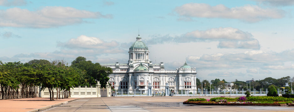 Amphorn Sathan Residential Hall is royal mansion situated inside Bangkok Dusit Palace. View of Amphorn Sathan Residential Hall, or Ambara Villa, a landmark building in Bangkok, Thailand
