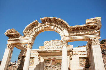 Antique temple in ancient city of Ephesus, Turkey.