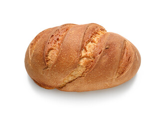 Loaf of fresh bread isolated on white background