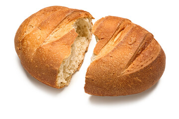 Pieces of fresh bread isolated on white background