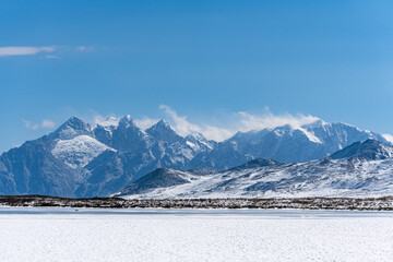 snow covered mountains