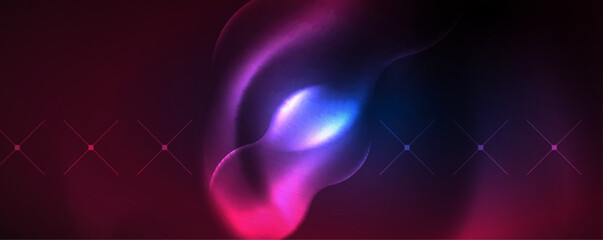 Neon glowing waves, magic energy space light concept, abstract background wallpaper design