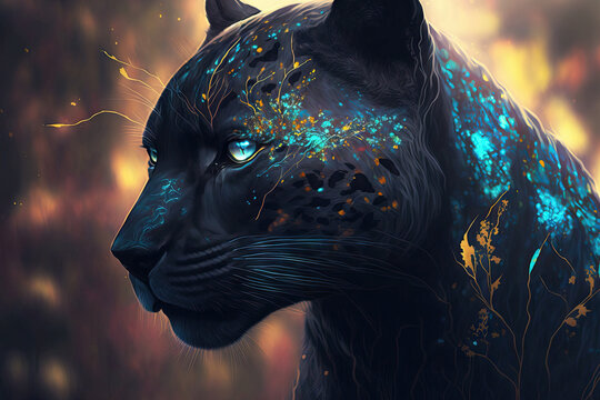 an image of a black panther,. Generative AI