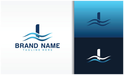 Letter I logo with wave design template