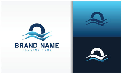 Letter Q logo with wave design template