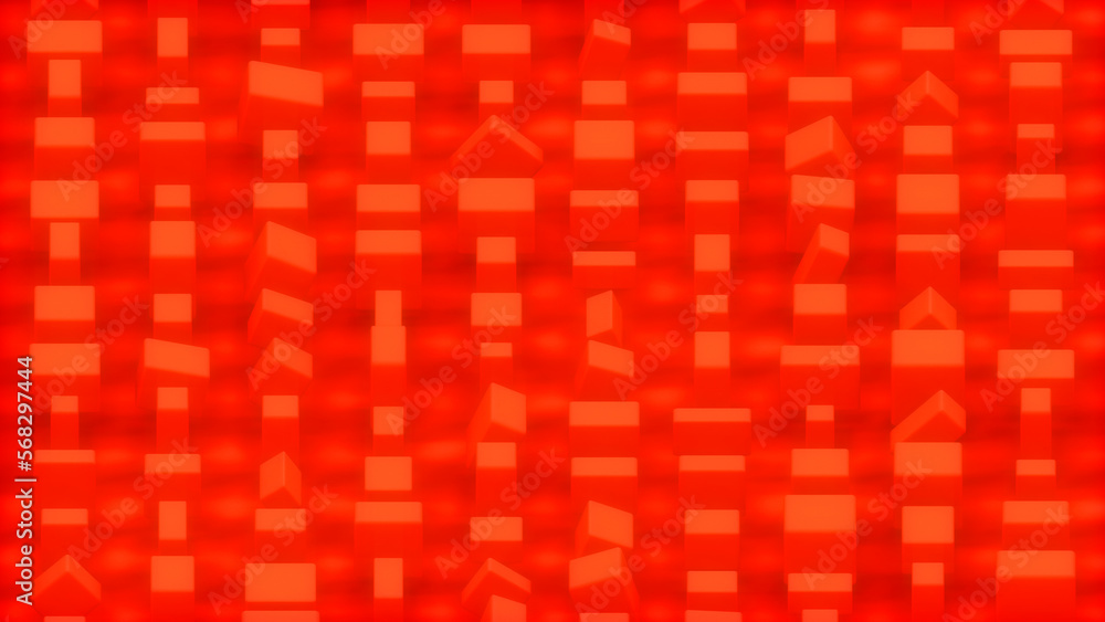Poster red high tech cg pattern of geometrical cubes - randomization - abstract 3d illustration