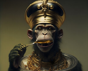 An elegant monkey eating Generative Ai