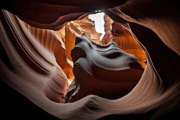 An expansive photo of the stunning Antelope Canyon in Arizona, United States. Generative AI