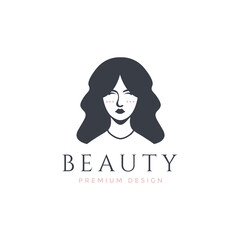 beauty women face head body feminine lady makeup portrait logo design vector abstract illustration