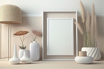 Fototapeta na wymiar A Mock-Up Frame in a Light-Filled Interior Background 3D Render