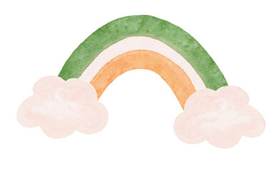watercolour st Patrick lucky rainbow on cloud cartoon hand painting