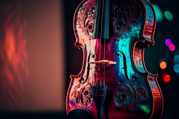 Abstract Cello on wooden background with bokeh  Generative AI