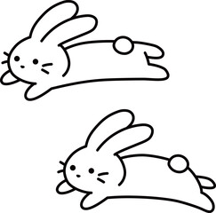 うさぎのシンプルな線画イラスト