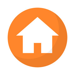 Orange round home button icon. Vector.