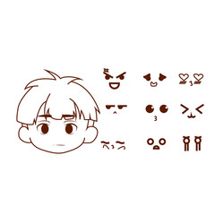 vector premium l cute character of different faces and expressions.