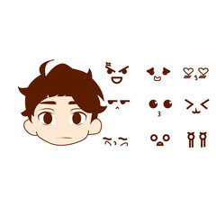 vector premium l cute character of different faces and expressions.