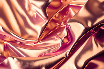 Fototapeta premium Metal foil background with a rose gold color. Generative AI