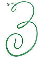 leaf alphabet watercolor number 3