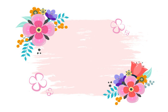 Spring sale discount for goods in the store, beautiful floral background, pink brush strokes