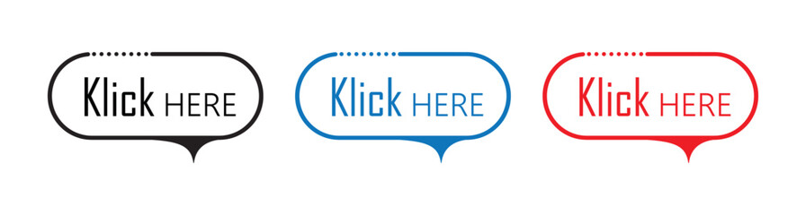 click here sign on white background	