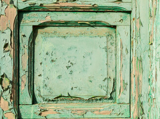 background of old green wooden shutter in rural style in Lanzarote, Canary islands
