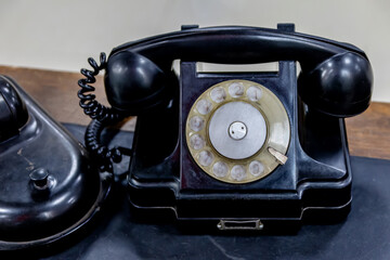 an old vintage phone in a museum