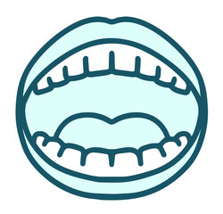 口内、口の中、開けている口、青