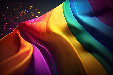 LGBT flag or rainbow color flag, Pride flag banner representing gender equality. AI