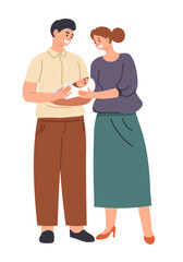 Father and mother having child, family life vector