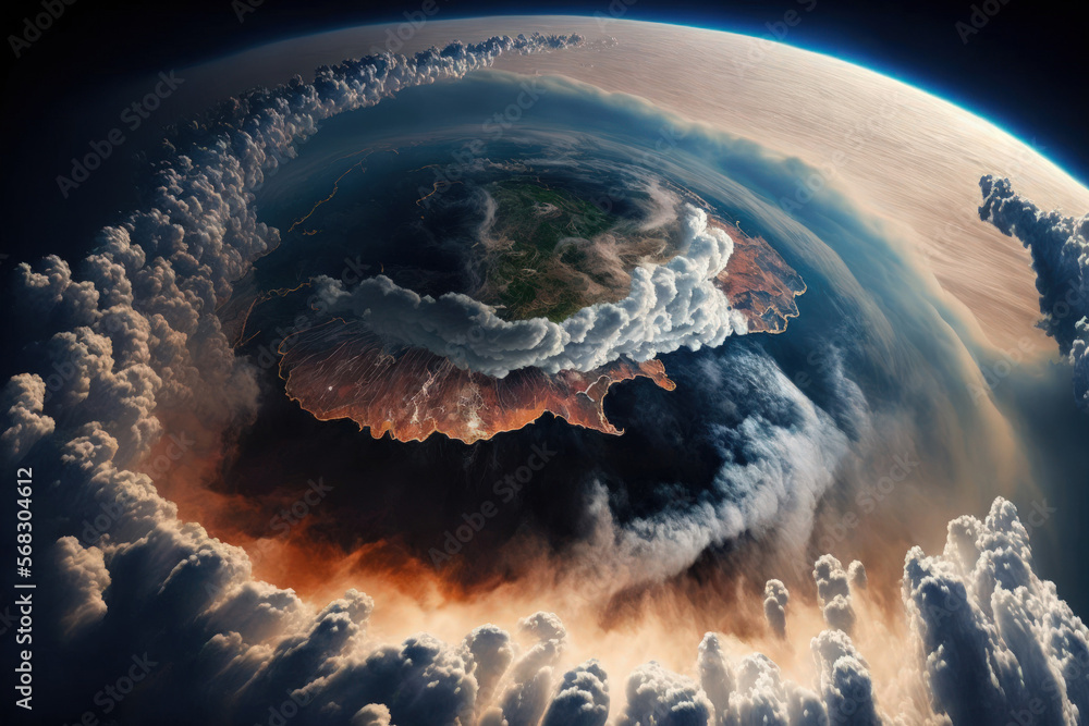 Aufkleber beautiful image of earth from space showing cloud development. generative ai