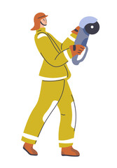 Man working as firefighter with Bulgarian grinder