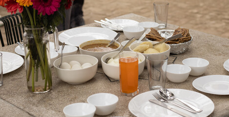 table setting for a breakfast