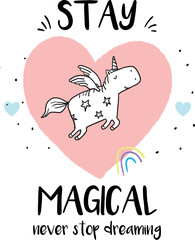 unicorn illustration print kids 