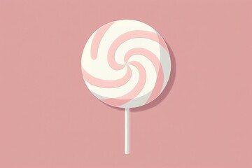 minimalist 2D illustration of a plush pink and white lollipop | soft pop | generative AI