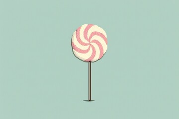 minimalist 2D illustration of a plush pink and white lollipop | soft pop | generative AI