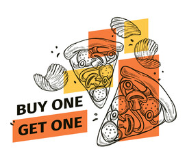 Get one buy other for free, pizzeria promotion