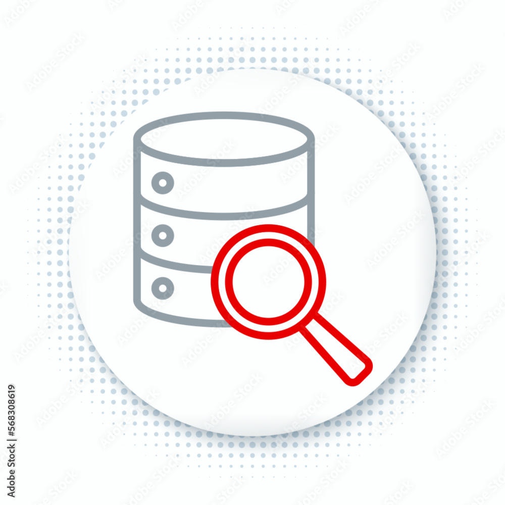 Poster line server, data, web hosting icon isolated on white background. colorful outline concept. vector