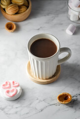 hot chocolate with marshmallow hearts